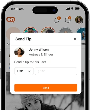 Content creator earning tips